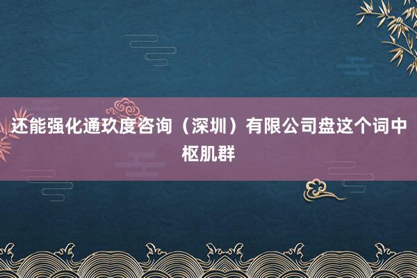 还能强化通玖度咨询（深圳）有限公司盘这个词中枢肌群
